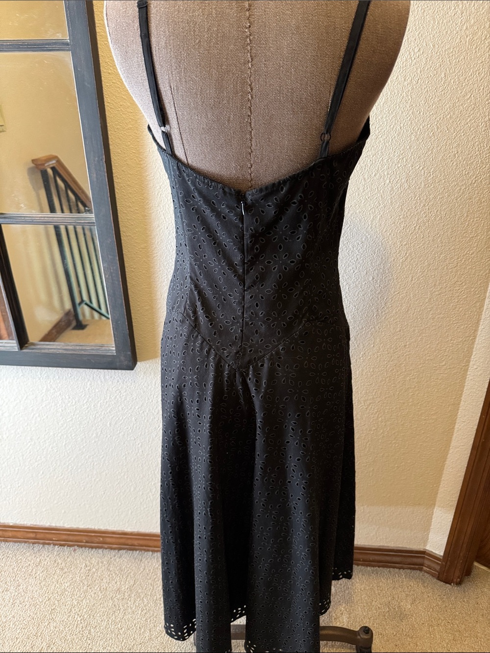 Betsey Johnson Black Eyelet Midi Dress with Sweetheart Neckline - Picture 4 of 5
